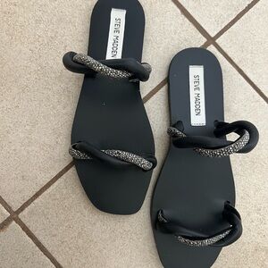 Steve Madden Black Sandals with Sparkling Accents